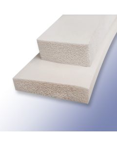 Silicone Sponge Strip - 50mm x 6mm x 25m Long, White, Skinned Finish, Adhesive Backed Primary Image