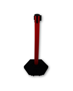 Red Retractable Barrier Post with 3m Red/White tape Primary Image