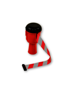 Cone Topper with Retractable Red and White Tape (3m Long x 5cm Wide) Primary Image