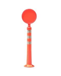 Orange and White Flexible Bollard 1m High with 200mm Diameter Round Sign Primary Image