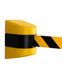 Black and Yellow Wall Mounted Retractable Barrier with 5m Black/Yellow tape Primary Image