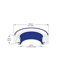 Oil Seal Type C Metric Nitrile (NBR) Single Lip 320mm ID x 364mm OD x 20mm Thick Primary Image