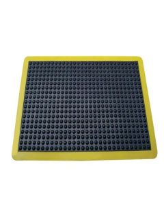 FLEXI Anti-Fatigue Mat 900mm x 600mm x 16mm, Black with Yellow Edge Primary Image