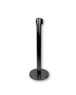 Chrome Retractable Barrier Post with 2m Red tape Primary Image