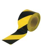 100m Long Yellow and Black Hazard Tape, 50mm Wide Primary Image