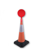 Orange and White Traffic Cone 500mm High with 200mm Diameter Sign Primary Image