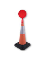 Orange and White Traffic Cone 750mm High with 200mm Diameter Sign Primary Image